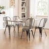 Metal Patio Dining Chair Set of 4 Dark Grey Farmhouse Tolix Style for Kitchen Dining Room Restaurant Bistro Stackable 2