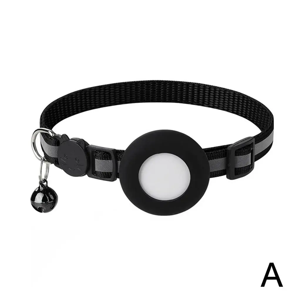 Enhanced Pet GPS Anti-Lost Reflective Cat Collar with Bell and Protective Tracker Holder