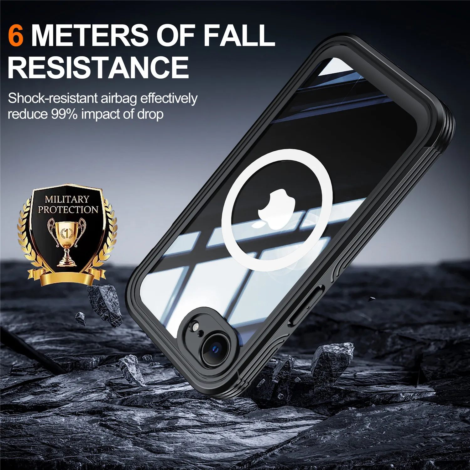 Premium 360 Protection Case with Double Layer Glass Screen Protector and Magnetic Wireless Charging Cover