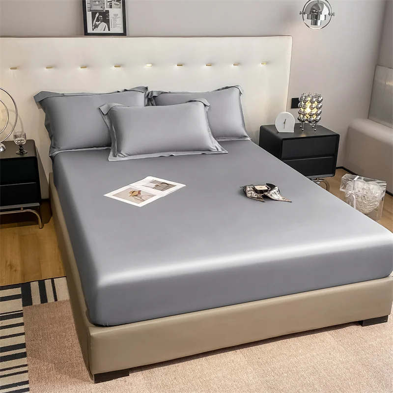 Natural Mulberry Silk Fitted Sheet  Mattress Cover Queen King Size Customized Size Luxury High-End Silk Bedding Sheets 6