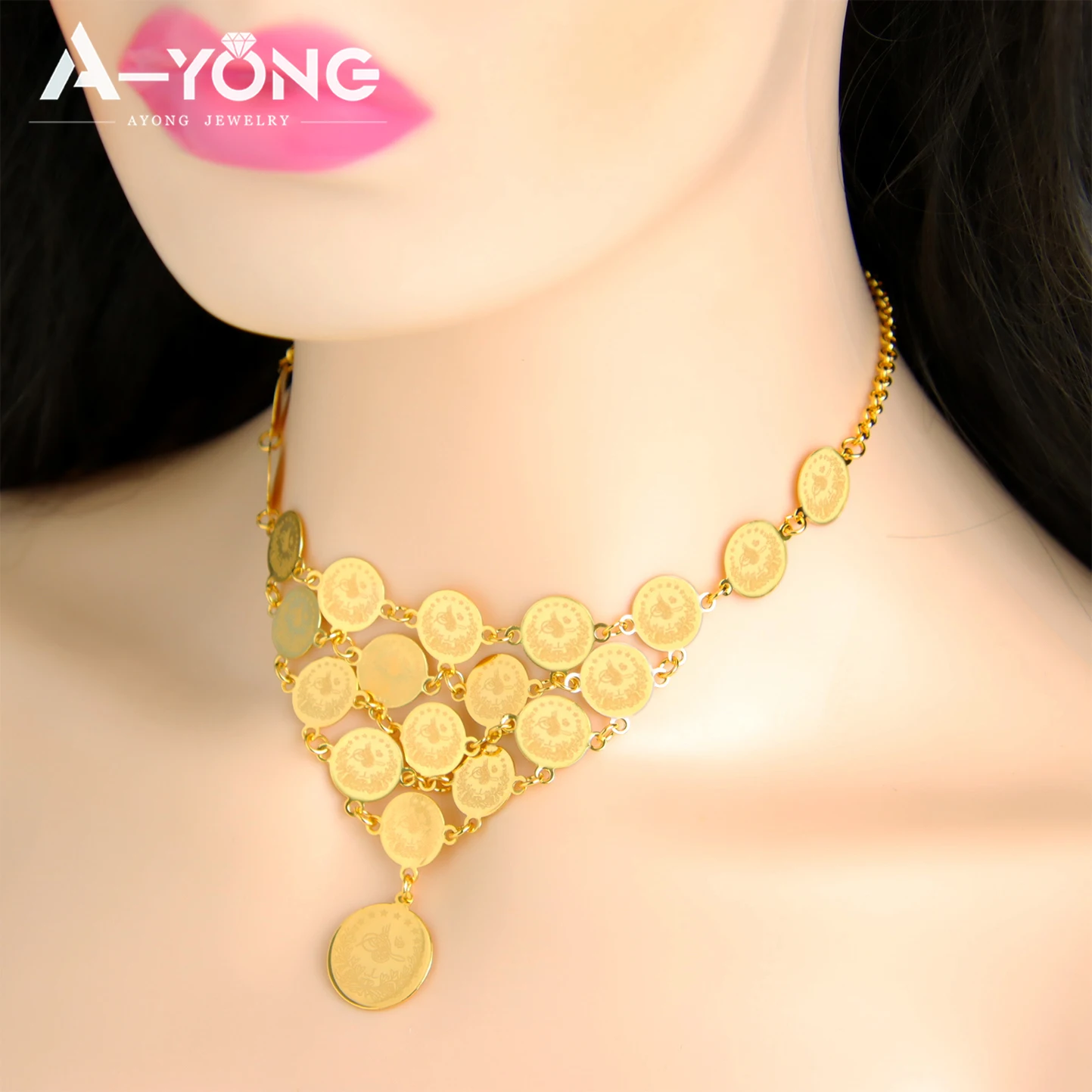 Turkish Classic Coins Necklace 18k Gold Plated Nigeria Ethnic