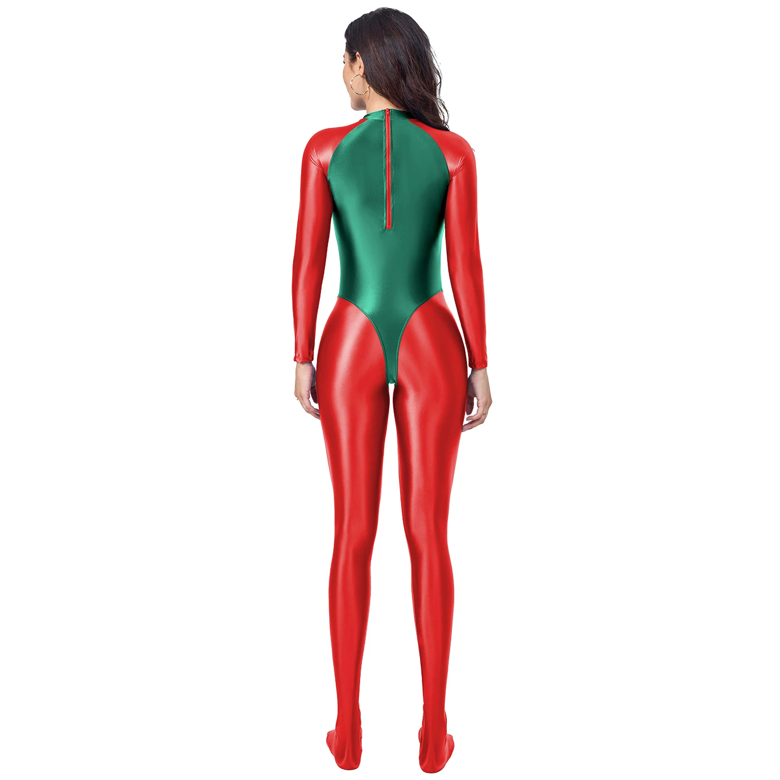 AMORESY Crystari Festive Spandex Long Sleeve Bodysuit Playsuits Catsuits Christmas Style Gift Bodysuit Jumpsuits 4