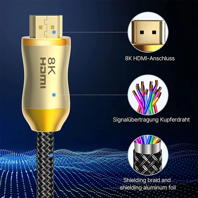 컴퓨터 TV 박스 PS5 용 최첨단 광섬유 HDMI 호환 2.1 케이블