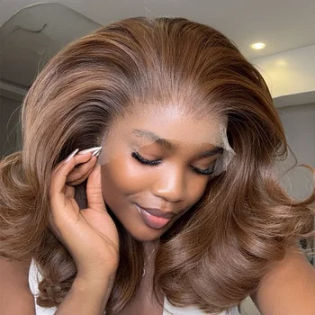 28 inch Natural Brown Body Wave 5x5 Silk Base Jewish Human Hair Wig Baby Hair HD Lace European Hair Preplucked Glueless