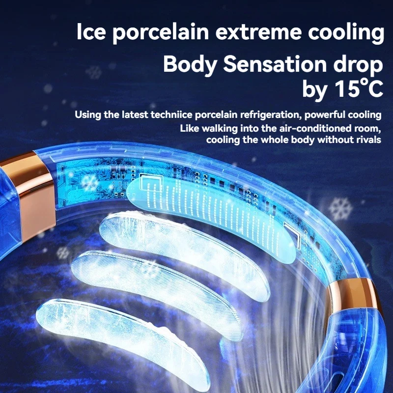 2024 New Portable Hanging Neck Fan USB Rechargeable Mute Cold Air Bladeless Neck ventilador Mini Electric fan camping Air Cooler 2