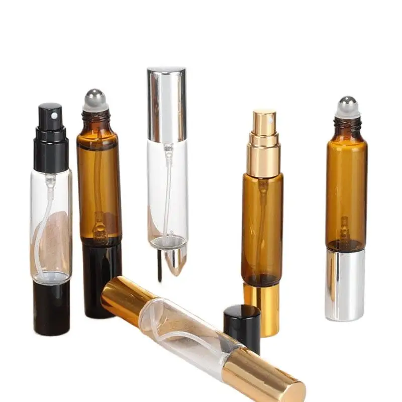10 ml doppelköpfige Parfüm-Glasflasche, Roll- und Nebelspray, Aluminiumdüse, Glasflaschen, nachfüllbar, leerer Duftzerstäuber – Detail 6