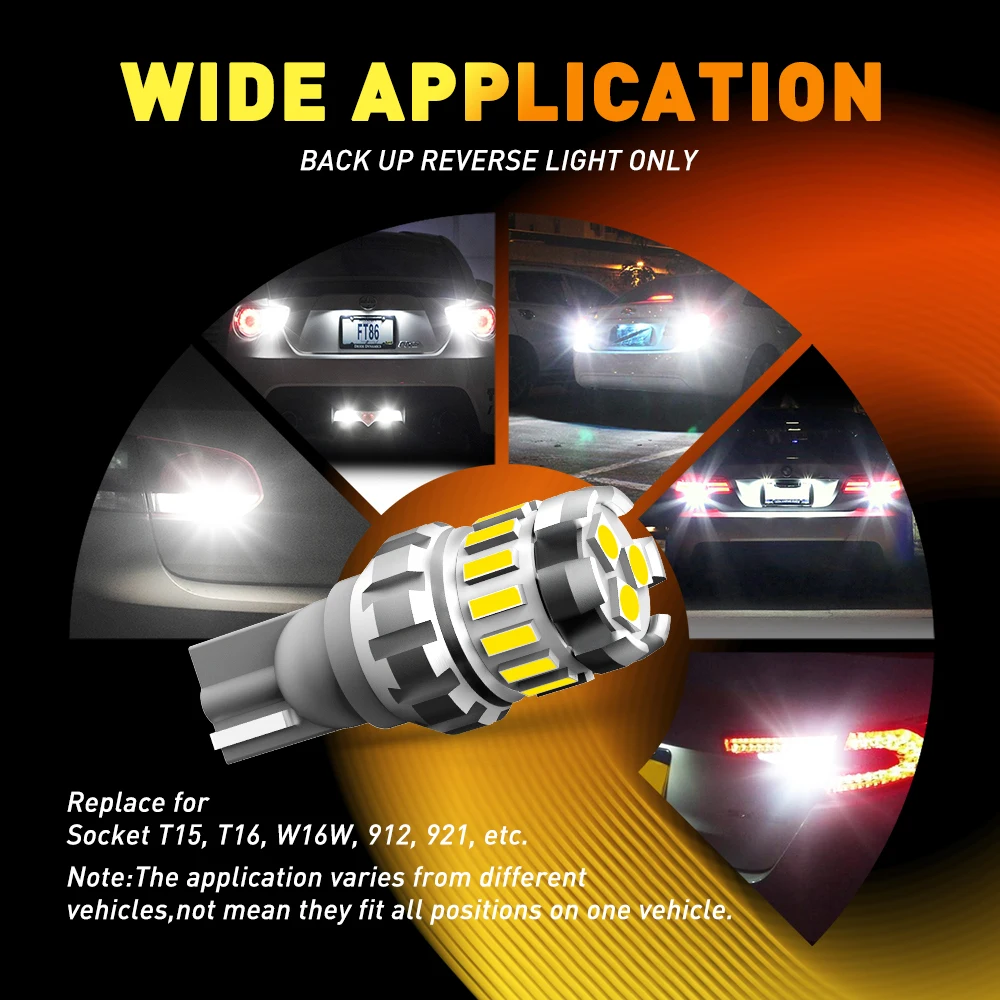 OXILAM 2Pcs T15 LED Canbus W16W Reversing Light Back Up Lamp 912 921 LED  Bulb Error Free 12V 6500K 1200LM 5W High Power T16 360 - AliExpress