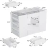 Closet Island with Drawers,Wardrobe Armoire Bedroom Island, Glass Display Shelf,White Dresser with Glass Top,Walk-in for Bedroom 4