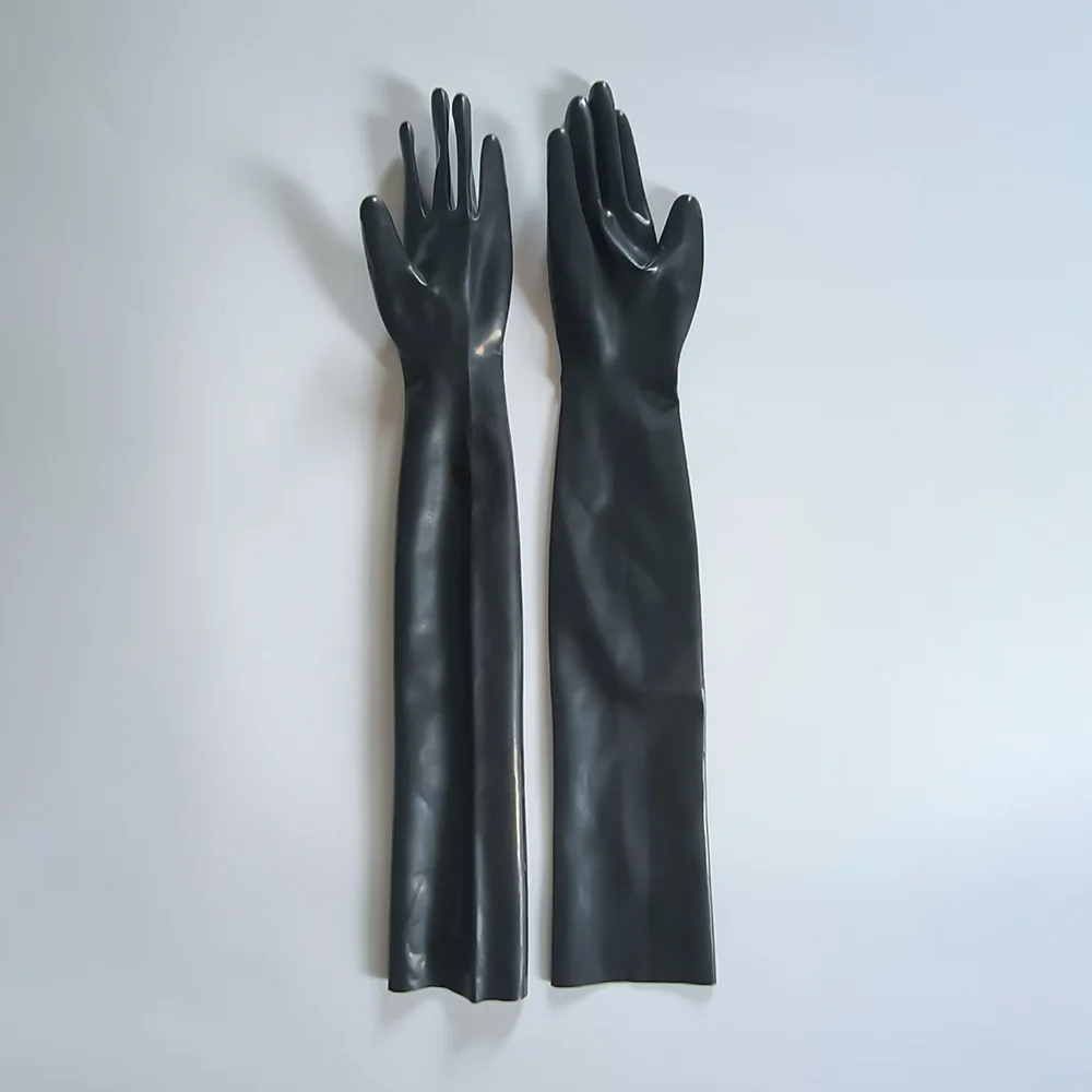 Classic Black 3D Seamless Latex Men's Gloves for Gym/Nightclub/Multi-Scene, Plus Size L-XL