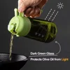 470ML Light-Blocking Dark Oil Sprayer for Cooking 2 in 1 Olive Oil Dispenser Bottle for Kitchen Dark Green Glass Oil Bottle 2