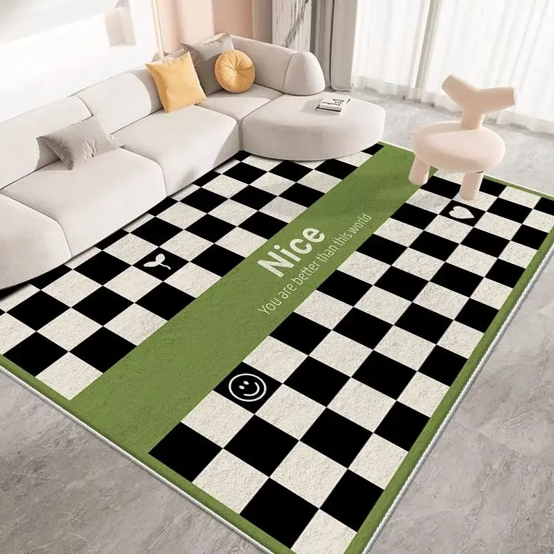 

Modern Simple Living Room Decoration Carpet Home Plaid Bedroom Bedside Non-slip Carpets Light Luxury Office Room Study Soft Rug