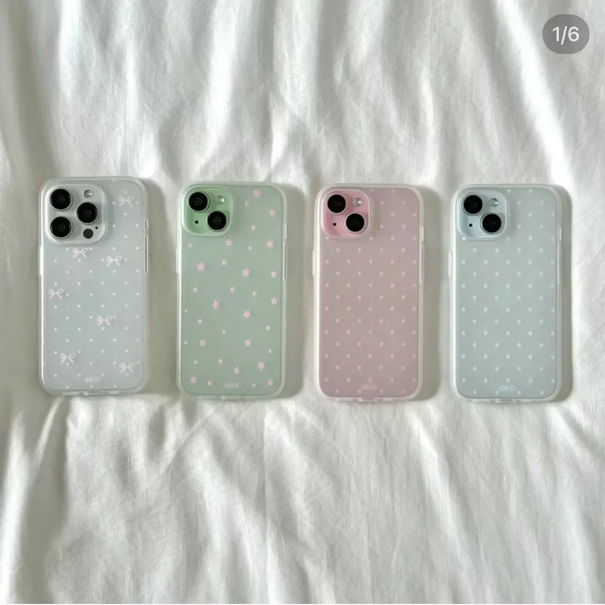 Chic Korean Pink Blue Wave Point Bow Phone Case Y2K Style Cover