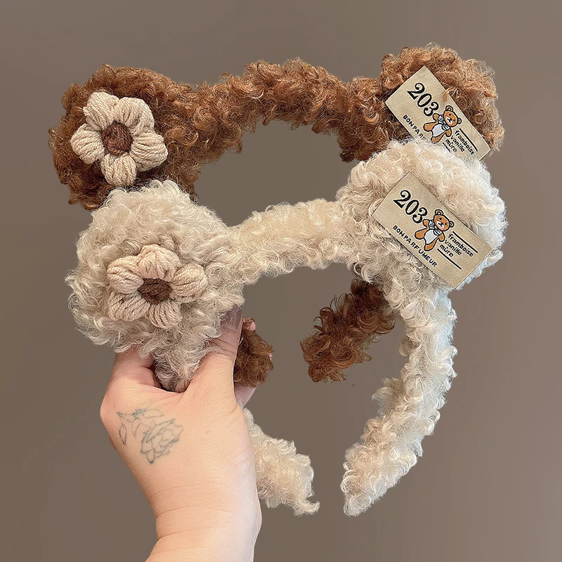 

VANIKA New Cute Plush Bear Rabbit Ears Headband Autumn Winter Head Hoop Cartoon Girls Kid Hairband Headdress Hair Accessories