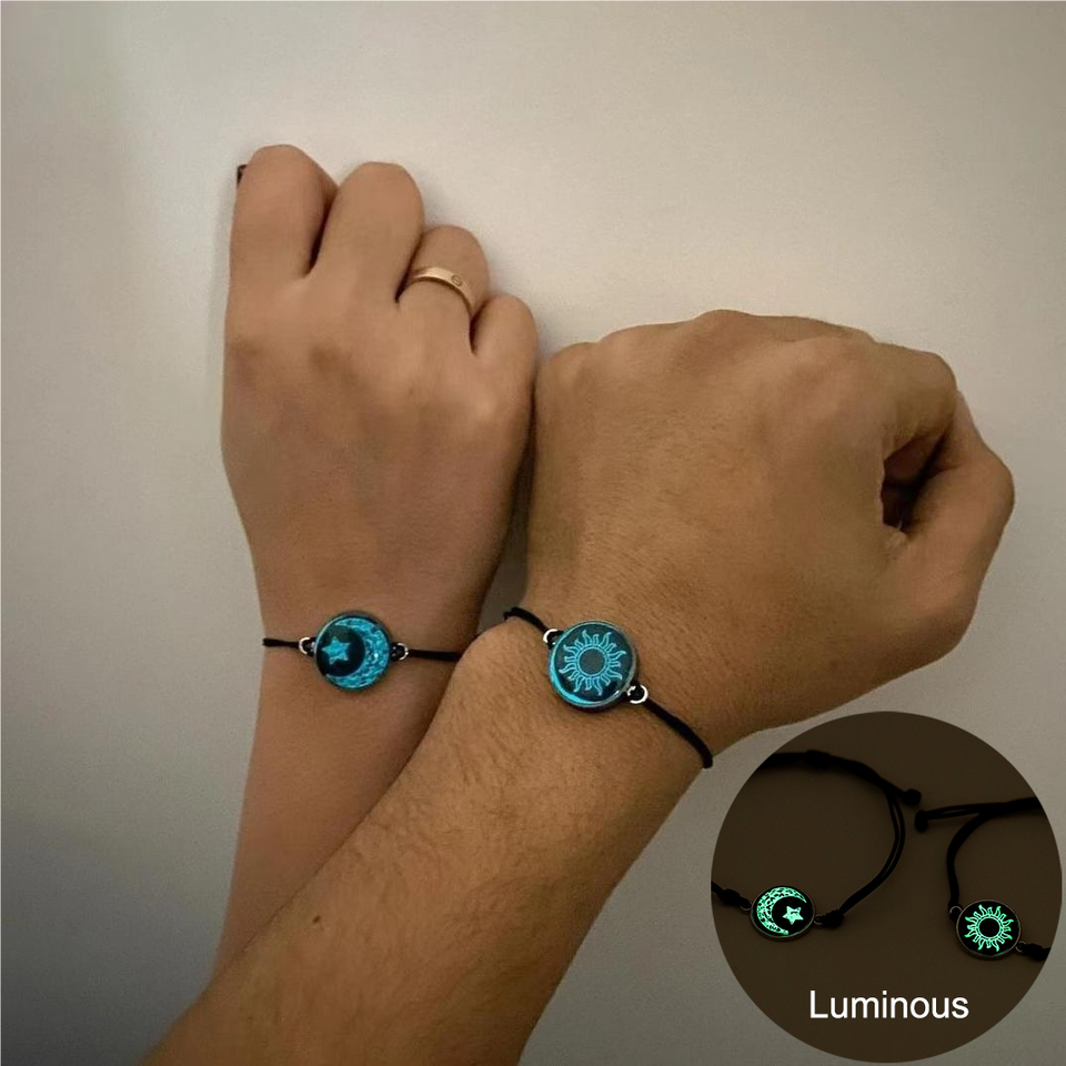 2Pcs Luminous Sun Moon Star Butterfly Couple Bracelets for Women Men Handmade Braided Rope Lover Matching Bracelet Jewelry Gift