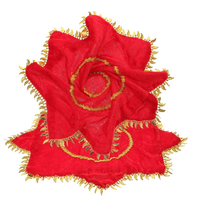 2Pcs Delicate Beautiful Octagonal Towel Rotating Handkerchief With Inner Ring Stage Performance Red Handkerchief 3