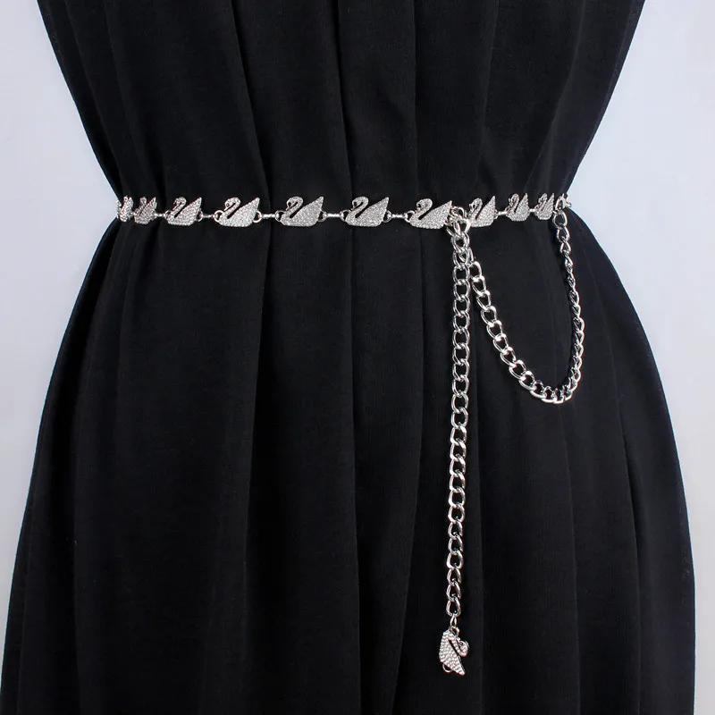 

Metal Chain Waist Belts for Women Rhinestone Sliver Waistband Strap Hip High Lady Female Sexy Body Jewelry Appreal Accessories