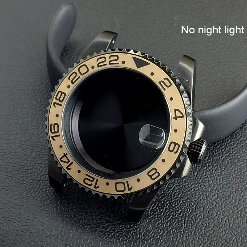 40MM Sapphire Glass GMT Bidirectional Rotation Watch Case with Accessories