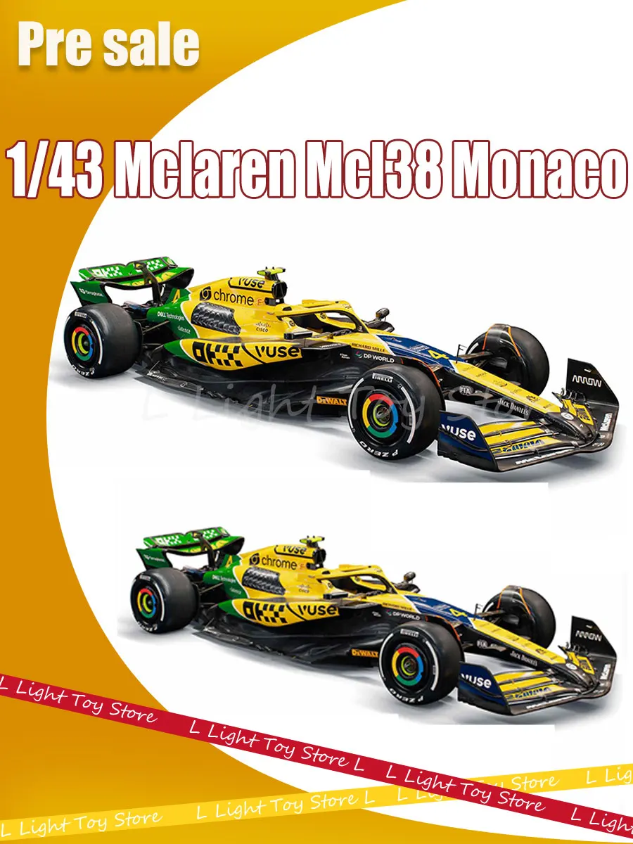 Bburago 1:43 Mclaren Mcl38 Monaco Grand Prix 2024 Diecast Car Model F1 Alloy Miniature 4# Lando Norris 81# Oscar Piastri Car Toy 2