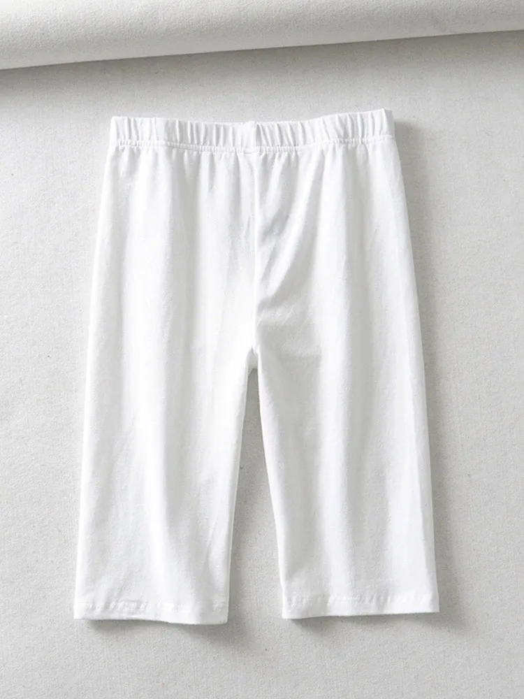 sexy women cotton high waist elastic pure color slim Knee-Length bike shorts female 3