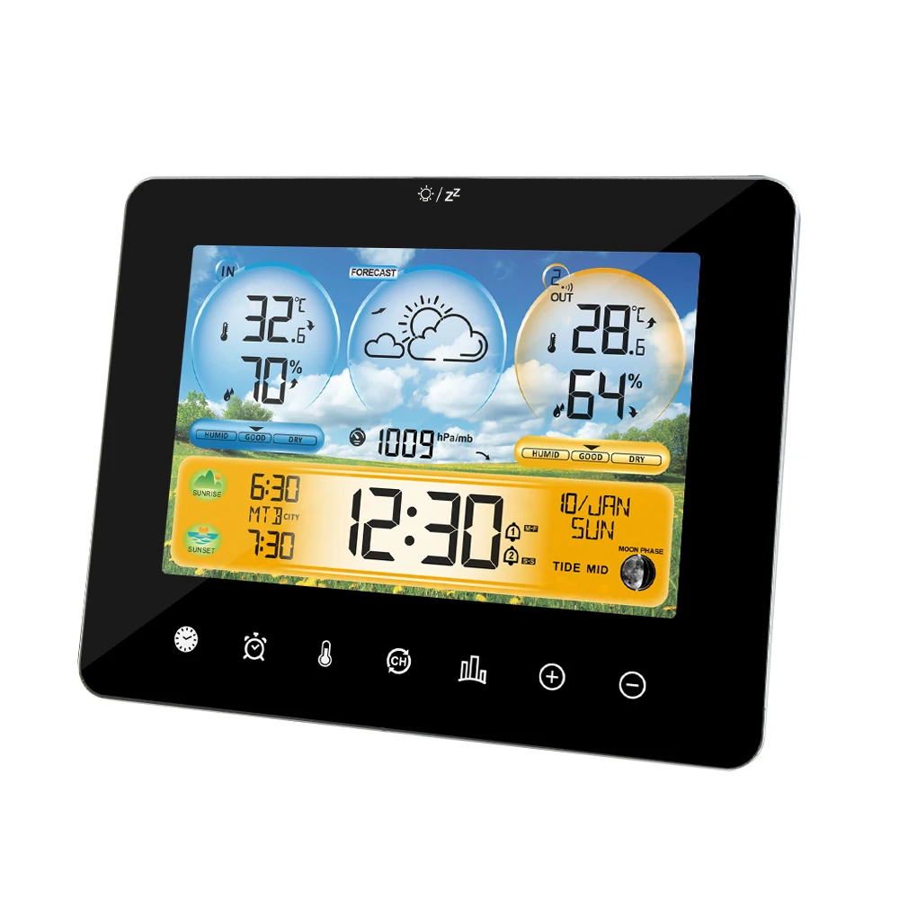 Weather Station Thermometer with Remote Sensors and Touch Color Screen Weather T