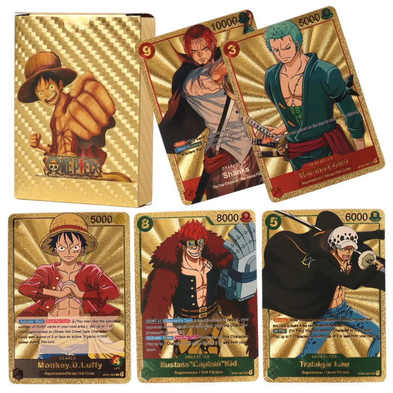 55Pcs/Box ONE PIECE Gold foil card Anime Luffy Zoro Shanks Trading Proxy  Collection Card for Children Gift Toys - AliExpress