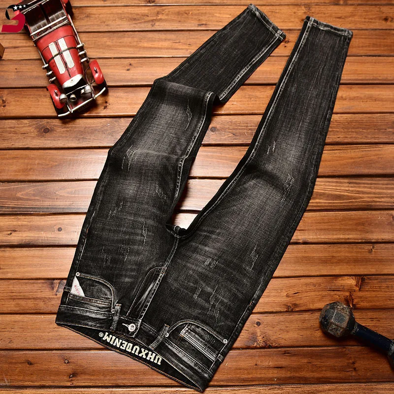High-End Black Trend Jeans Men's 2024 NEW Autumn and Winter Stretch Slim Straight Fashion Casual Classic Denim Trousers 5