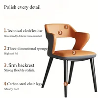 French Style 1Pc Leather Dining Chair with Backrest, Hollow Design, Suitable for Clubhouse Hotel Western Restaurant Cafe 5