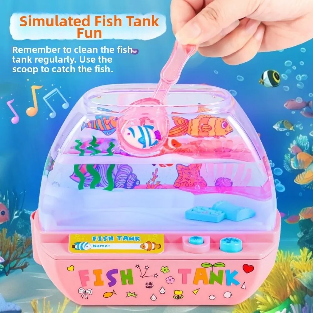 Creative Artificial Aquarium Cartoon with Music and Light LED Light Up Tank Funny Electric Music Interactive Aquarium Toys Home