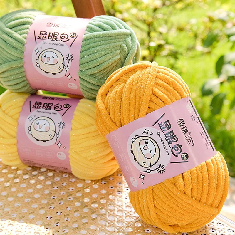 100g/Roll 68 Meters 6mm Polyester Yarn for DIY Sweater Scarf Warm Soft  Knitting&Crocheting Handmade Shiny Thread Thick Yarn 3