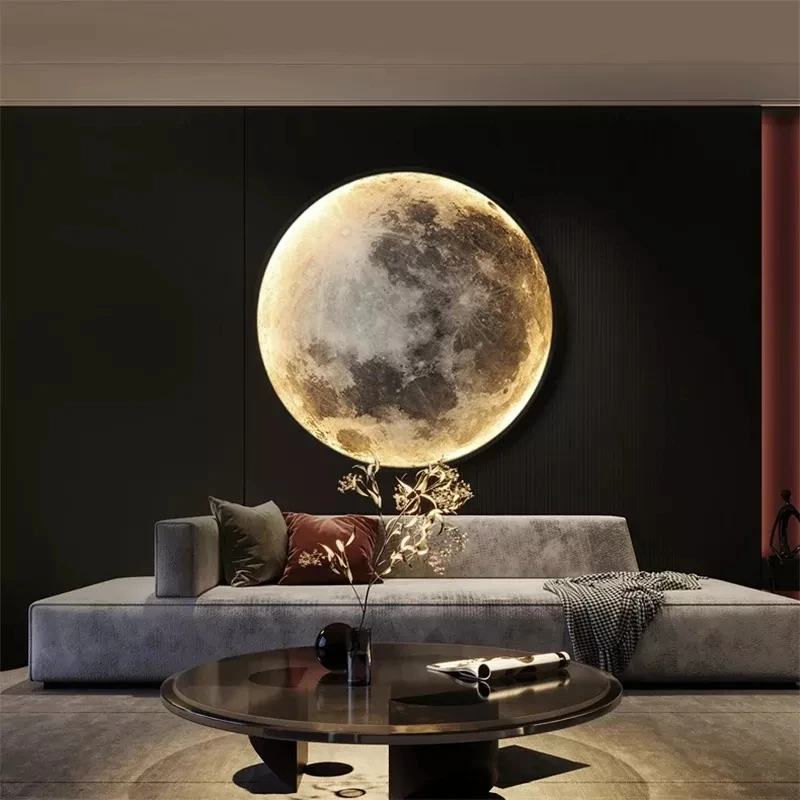 Nordic Moon Wall Light Creative Living Room Background Wall Lamp Simple Aisle Corridor Mural Lamp Bedroom Bedside
