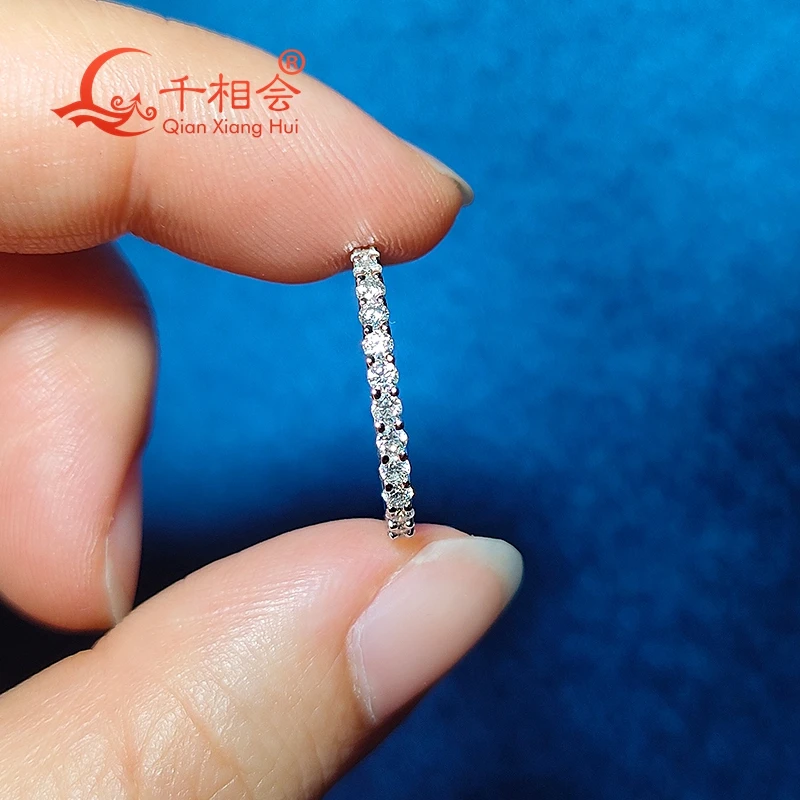 S925 silver 1/2  Eternity  Ring D Color 1.7mm Round D vvs white moissanite  Ring Bands for Women Engagement Wedding Party