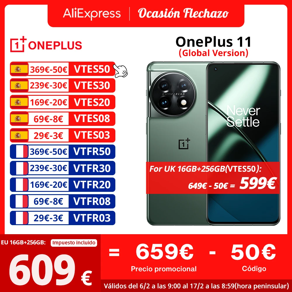Versione Globale Oneplus 11 5G Smartphone Snapdragon 8 Gen 2 6,7" 120Hz Amoled 100W Supervooc Hasselblad 50Mp Fotocamera Nfc Mobile