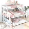 Twin Full Queen Triple Bunk Bed with Long and Short Ladder and Full-Length Guardrails,Black Kid Bed Boys Bed Children Furniture 1