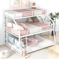 Twin Full Queen Triple Bunk Bed with Long and Short Ladder and Full-Length Guardrails,Black Kid Bed Boys Bed Children Furniture 1