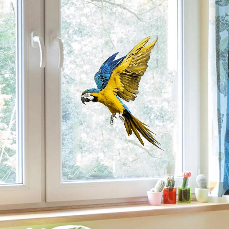 M423 Hand Painted Parrot Wall Sticker Bathroom Toilet Decor Living Room Cabinet Refrigerator Home Decoration Decals Sticker