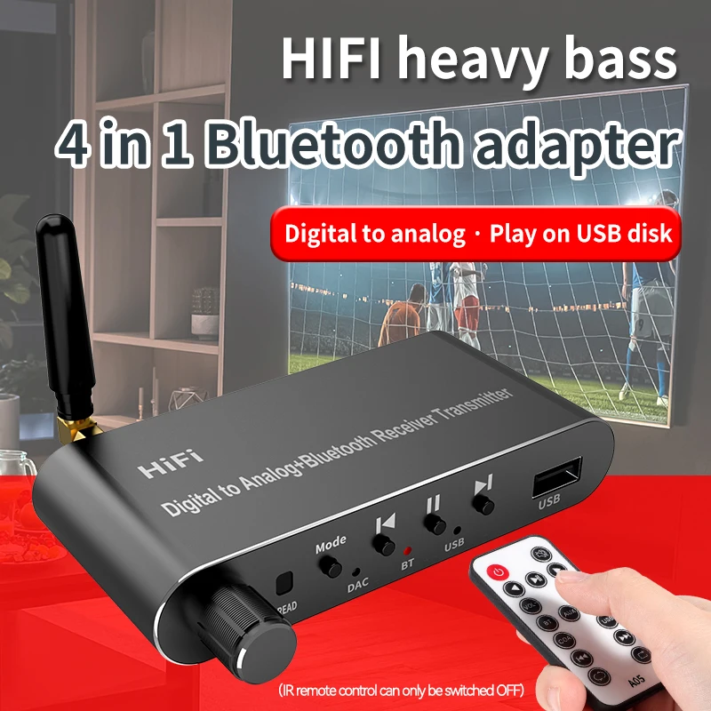 Tebe Bluetooth 5.1 Receiver Transmitter Audio Adapter U Disk Play Coxial/Optical to 3.5MM Aux RL DAC Converter Remote Control bluetooth adapter,bluetooth audio receiver,bluetooth transceiver adapter,audio adapter,bluetooth aux adaptor