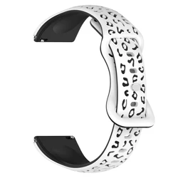 Universal Soft Silicone Watch Strap with 3D Flower Design - Available in 18mm, 20mm, and 22mm Sizes - 22mm (White Black)