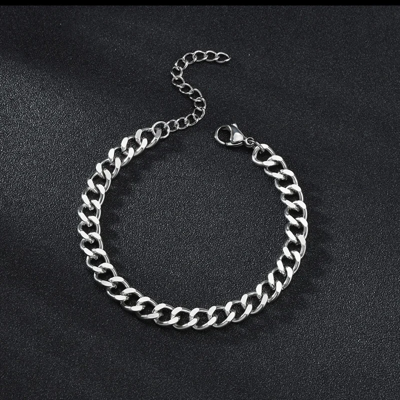 3.5-7MM Stainless Steel Chain Bracelets Men Women Punk Curb Cuban Link Chain Bangle Fashion Party Never Fade Jewelry chain bracelet