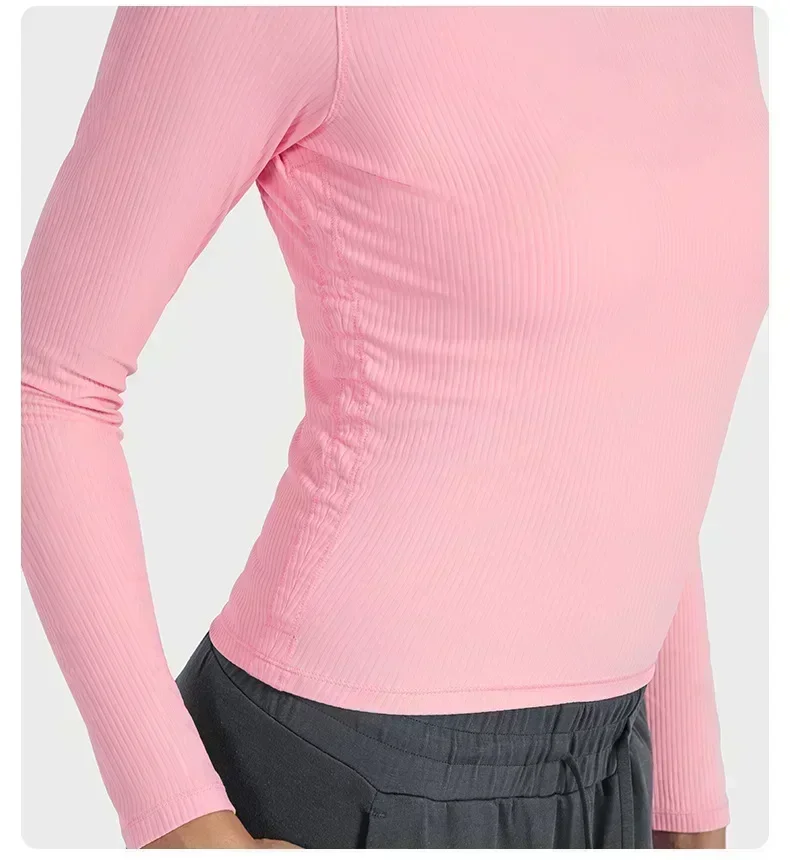 Lemon All It Takes Ribbed Slim Elastic Sports Long Sleeve T-shirt Women  Breathable Quick Drying Running Fitness Shirt Top