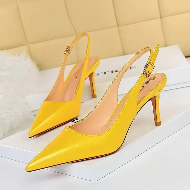 BIGTREE Women Pumps Shoes Spring High Heels Wedding Mature Pointed Toe Patent Leather 7CM Thin Heels Leisure Dress Women Shoes
