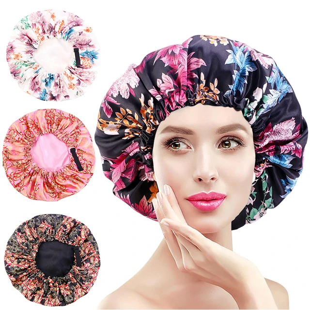 Bonnet de nuit en Satin pour femmes, en soie, avec large bande élastique -  AliExpress