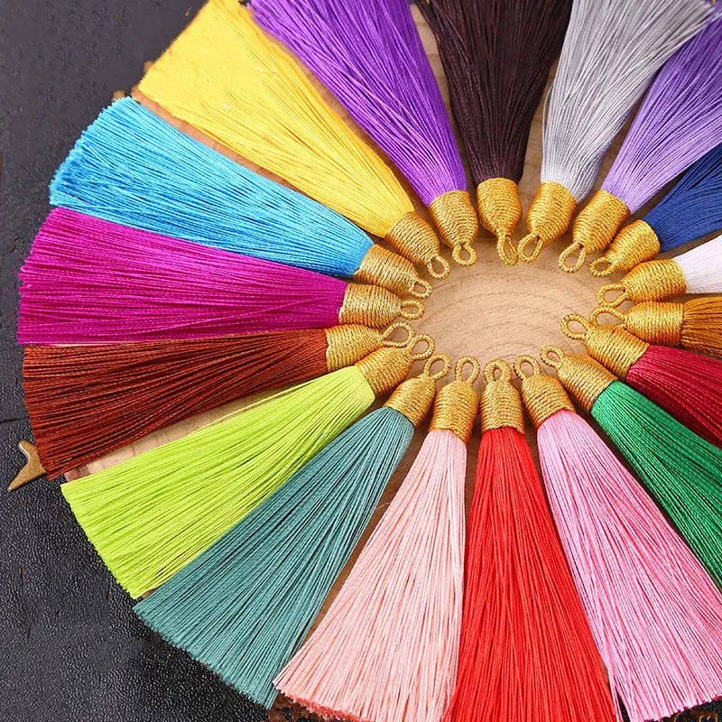 510pcs85cmTasselBrushPendantAccessoriesGoldCapSilkSatin