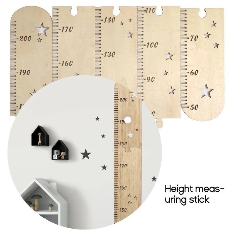 1Set Nordic Wooden Kids Height Growth Chart Ruler Baby Children Height Gauge Room Decoration Wall Meter Measurement