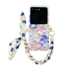 Floral Embossed Shockproof Hard Cover with Wrist Strap - Motorola Razr 60 (1 color)