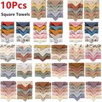 10 Pcs Baby Square Towels Infants Wash Hand Face Towel Handkerchief Feeding Bib Burp Cloth Soft Crepe Muslin Saliva Towel