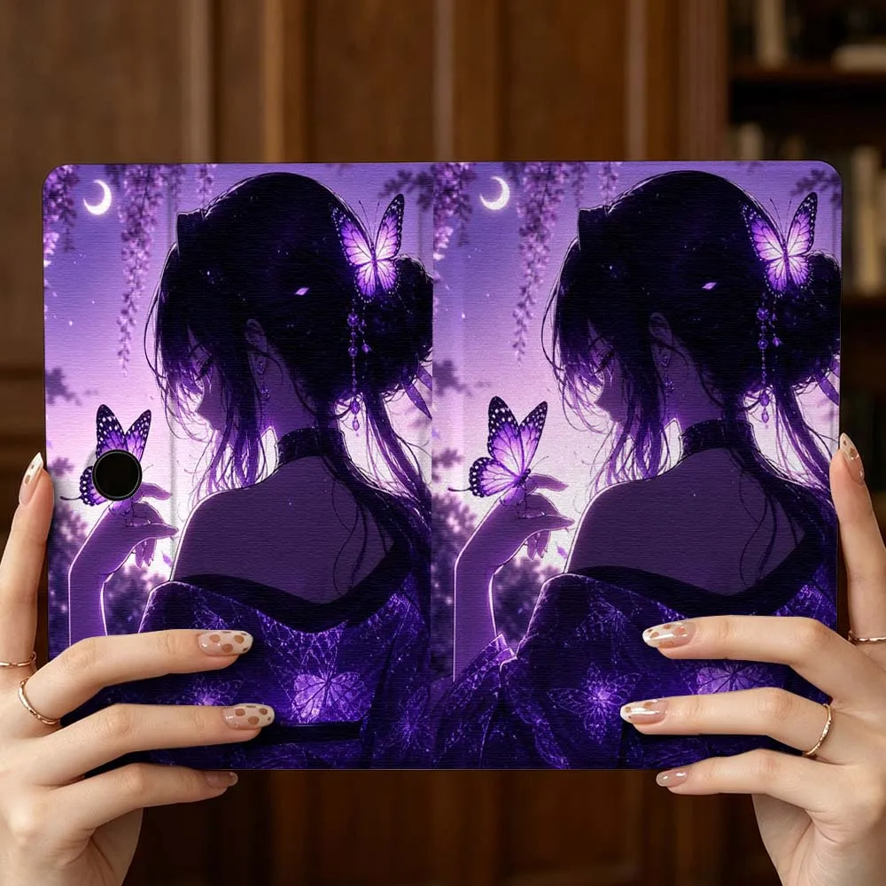 Purple Butterfly Girl Soft Tablet Case for Various Models (11-13 inch)