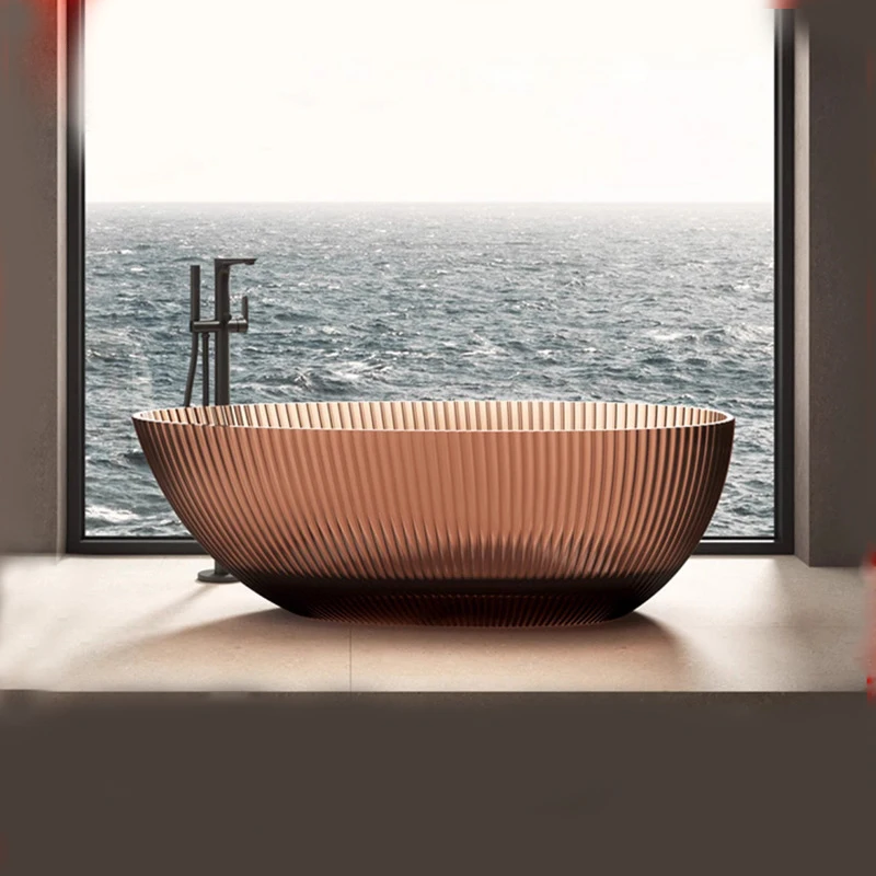 1700x850x580mm Oval Resin Colourful Transparent Tub Freestanding Floor Mounted Bathtub  BV1071 6
