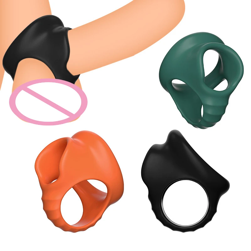 

4-Hole Penis Ring Delayed Ejaculation Long-Lasting Erection Trainer Cock Scrotum Restraint Sperm Locking Ring Men'S Adult Toys