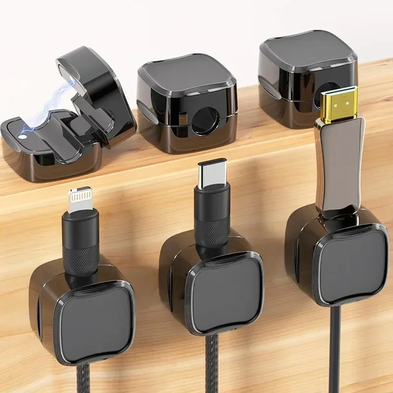 Magnetic Cable Clips Self-adhesive Adjustable Cord Holder Cable Wire Keeper Manager Home Office Desktop Cables Organizers