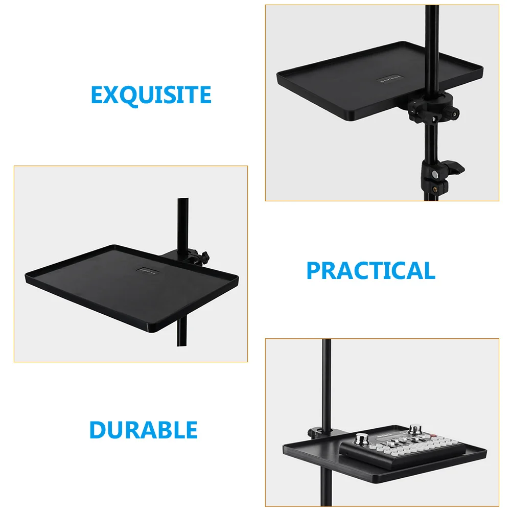 Adjustable Height Plastic Tray Microphone Stand Shelf Sound Card Holder Clip On Rack Live Broadcast Accessory